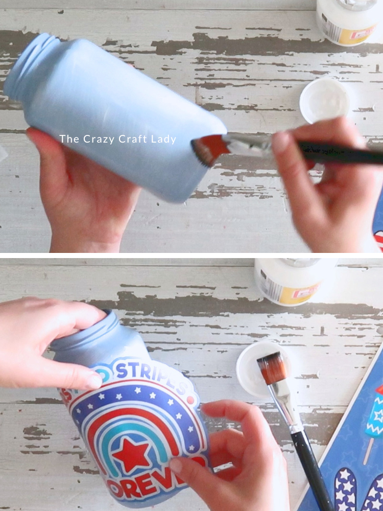 apply a coat of Mod Podge and smooth down window cling
