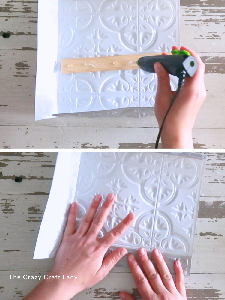 glue paint sticks to tin tile piece