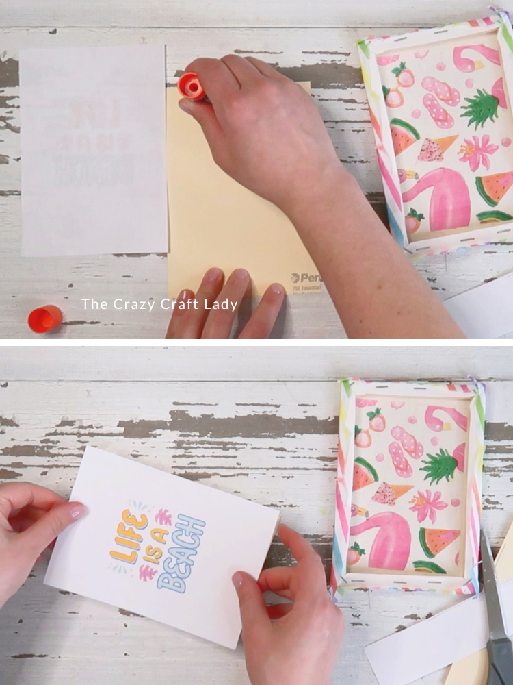 glue printable paper to cut folder piece