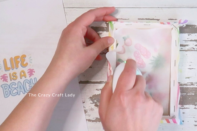 heat press napkin to back of stretched canvas
