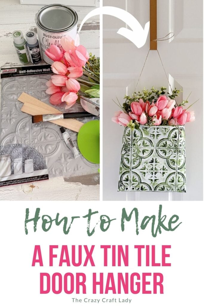 how to make a faux tin tile door hanger