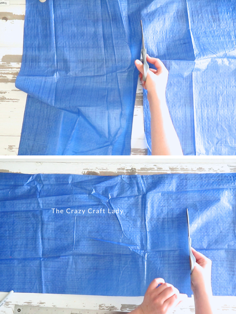 measure and cut 25 inch piece from tarp