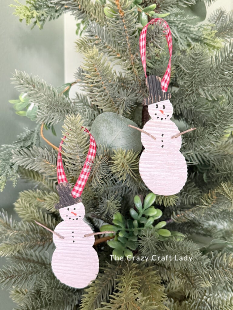 Corrugated Snowman Christmas Ornaments