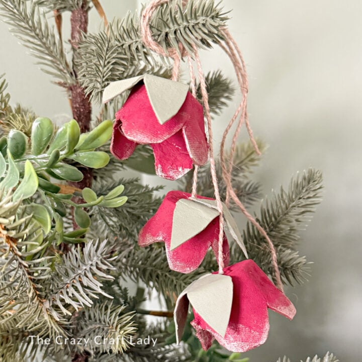 DIY Egg Carton Poinsettia Ornaments