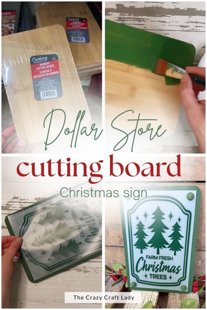 DIY dollar store cutting board Christmas sign