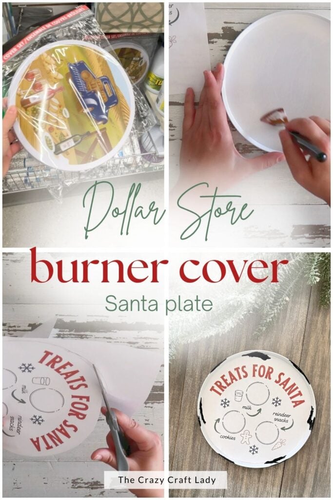 Dollar Store Burner Cover Santa Plate