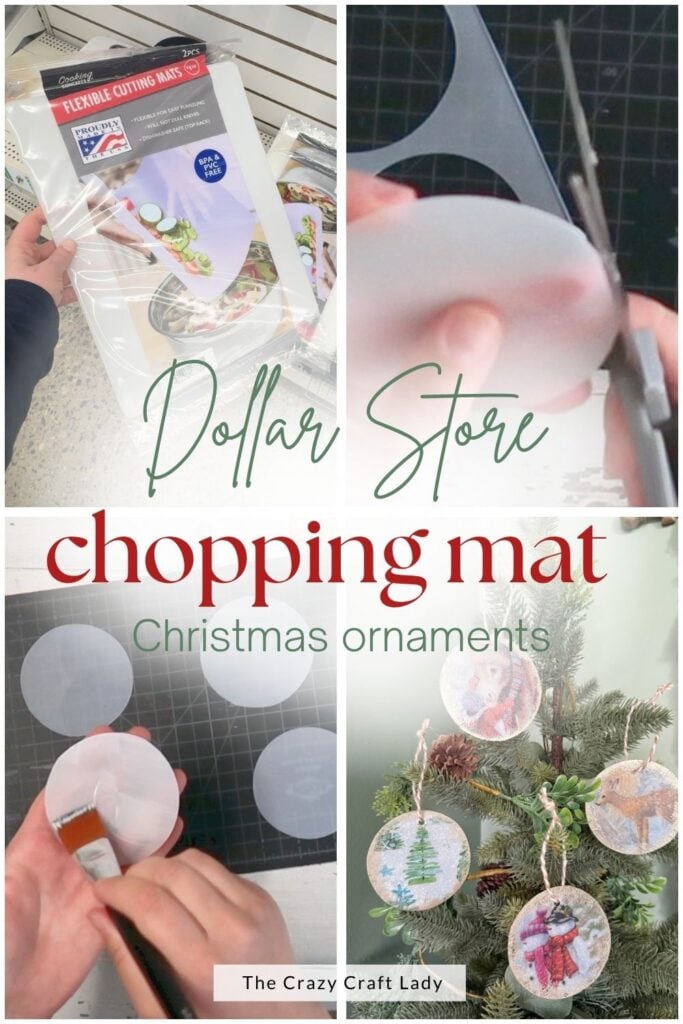 Dollar Store Chopping Mat Christmas Ornaments