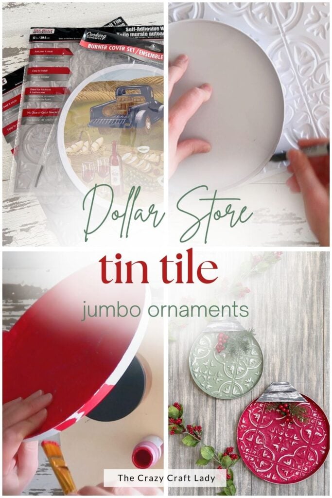 Dollar Store Tin Tile Jumbo Ornaments