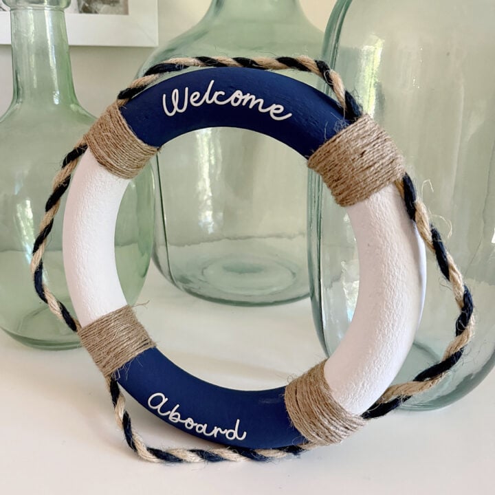 Nautical Navy and White Life Preserver Wreath