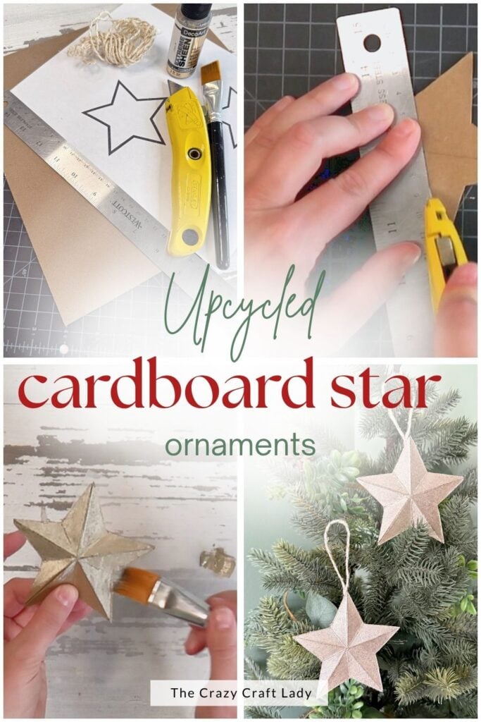 Upcycled Cardboard Star Ornaments
