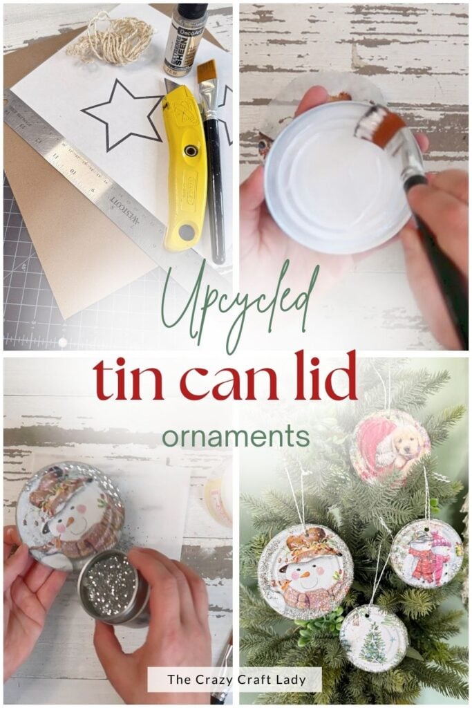 Upcycled Mod Podge Tin Can Lid Ornaments