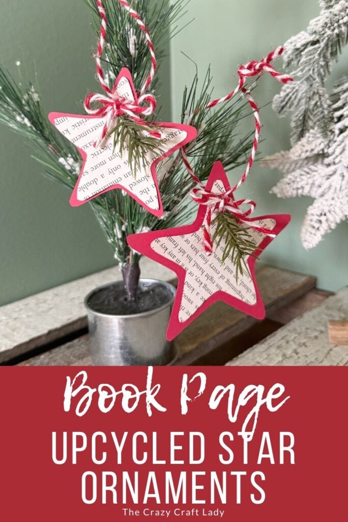 book page upcycled star ornaments