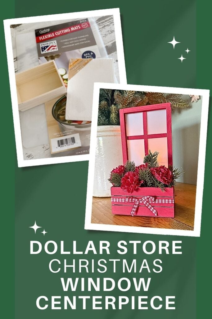 dollar store Christmas window centerpiece