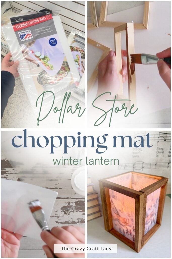 dollar store chopping mat winter lantern