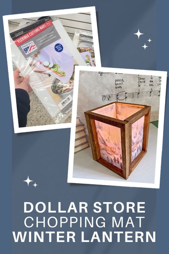 dollar store chopping mat winter lantern craft