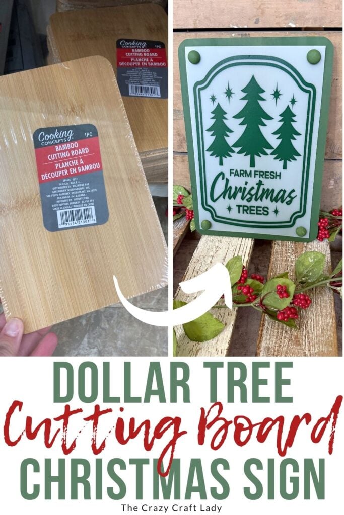 dollar store cutting board Christmas sign
