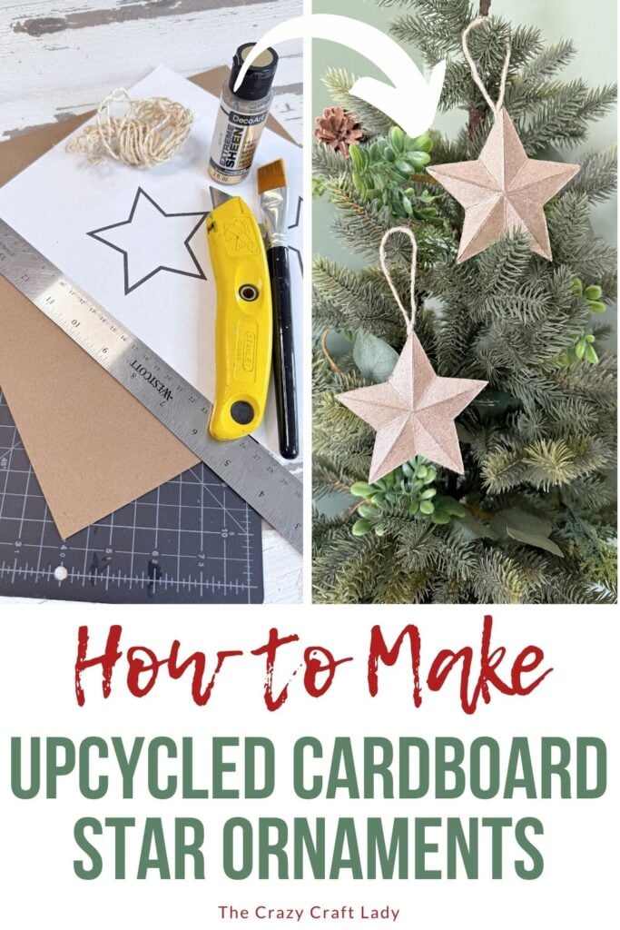 how to make upcycled cardboard star ornaments