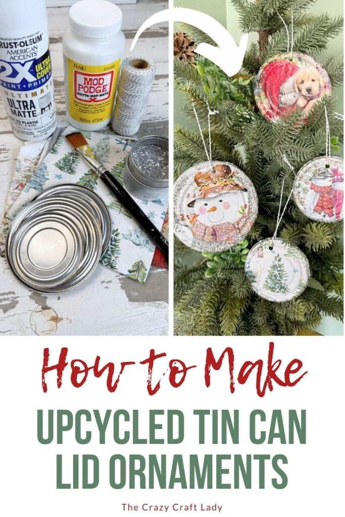 how to make upcycled tin can lid ornaments