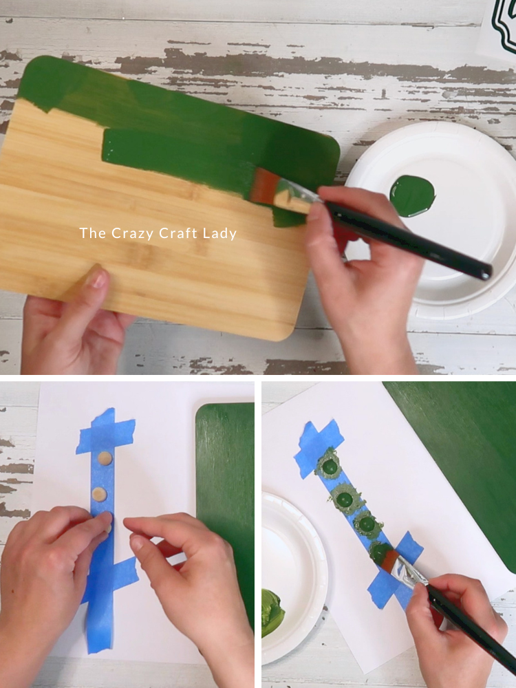 paint cutting board and 4 wood half balls green