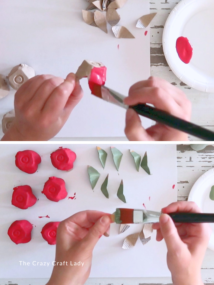 verf bloemen rood en bladeren groen