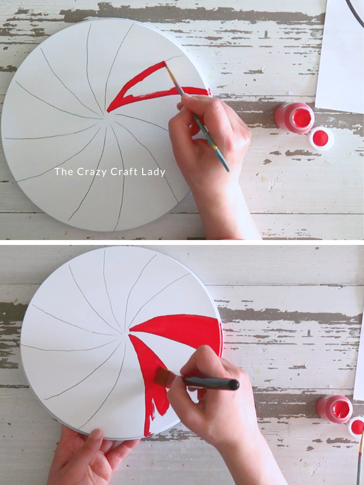 paint peppermint sections red