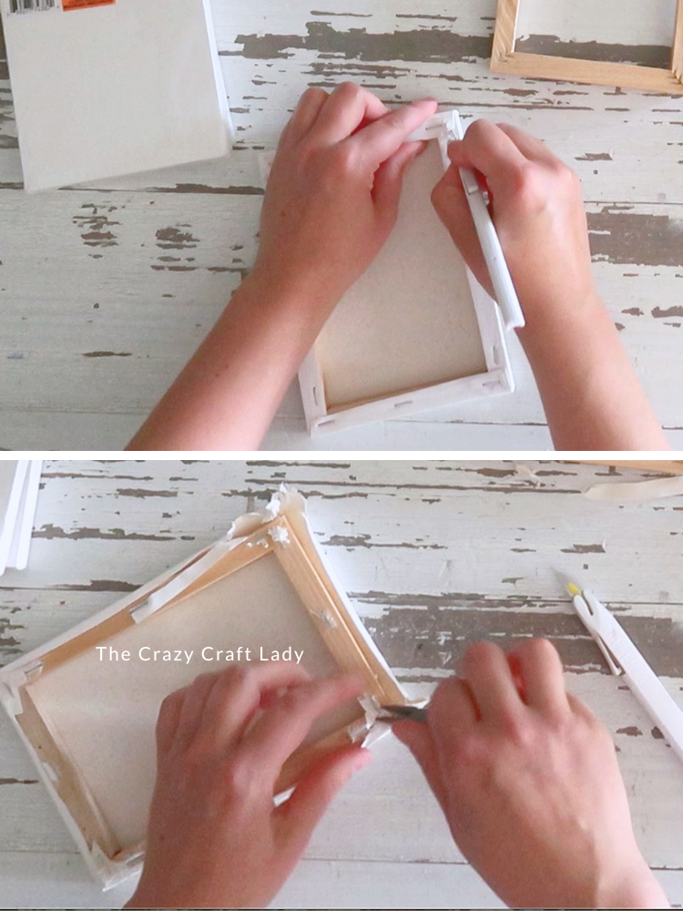 remove stretched canvas from wood frame