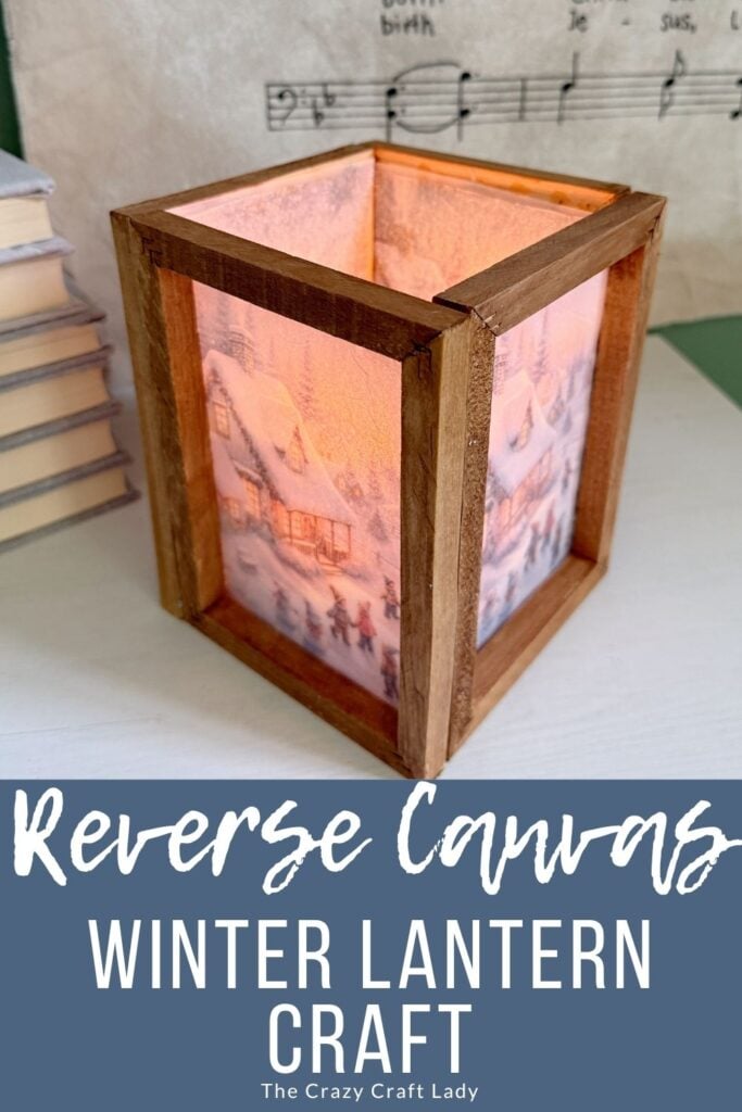 reverse canvas winter lantern craft