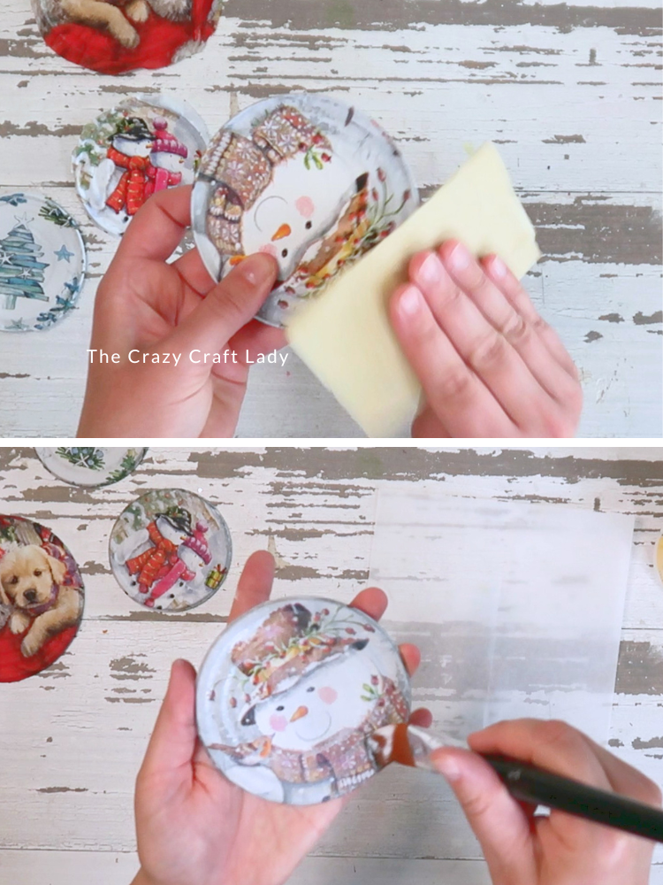 sand away excess napkin paper and seal with Mod Podge