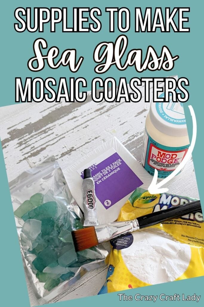supplies to make sea glass mosaic coasters
