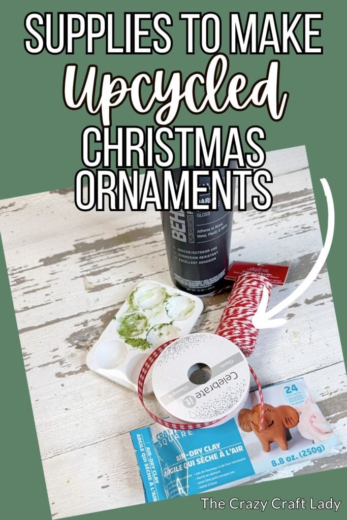 supplies to make upcycled Christmas ornaments