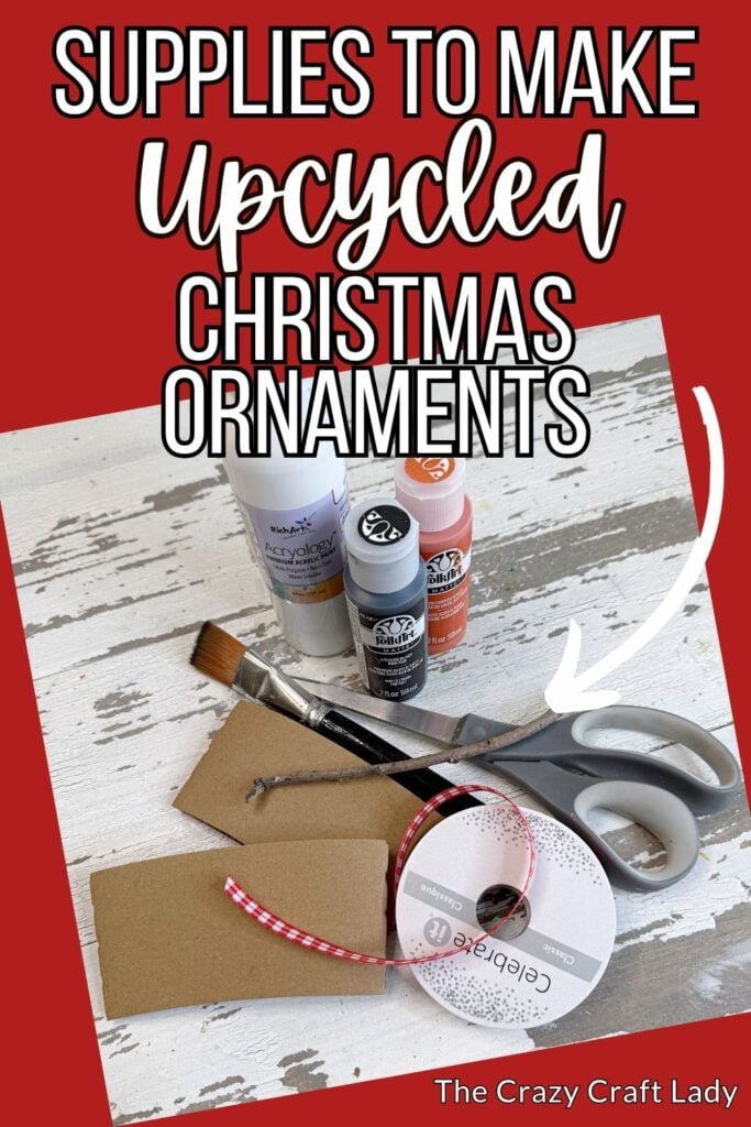 supplies to make upcycled Christmas ornaments