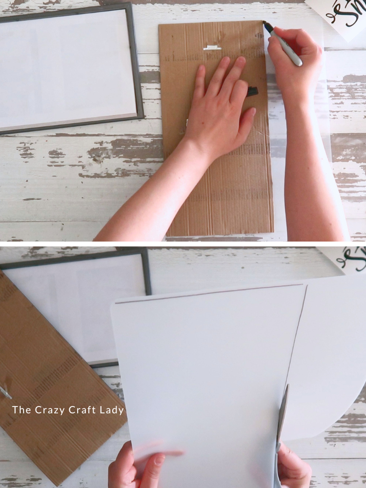 trace frame backer onto chopping mat and cut out