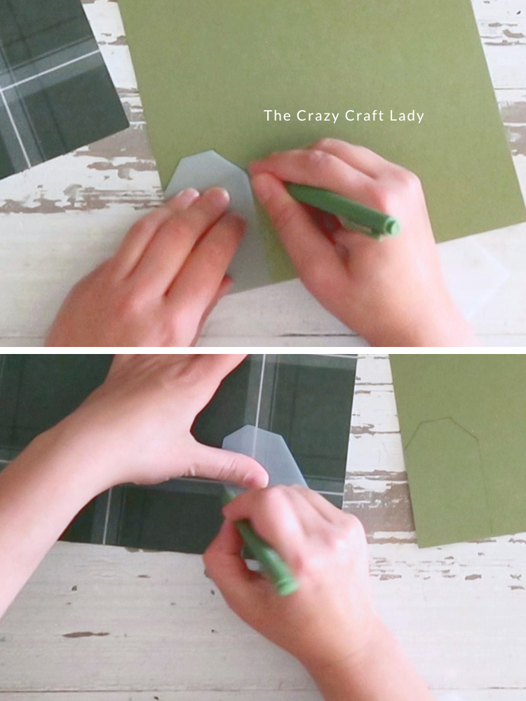 trace gift tag onto solid cardstock and patterned scrapbook paper