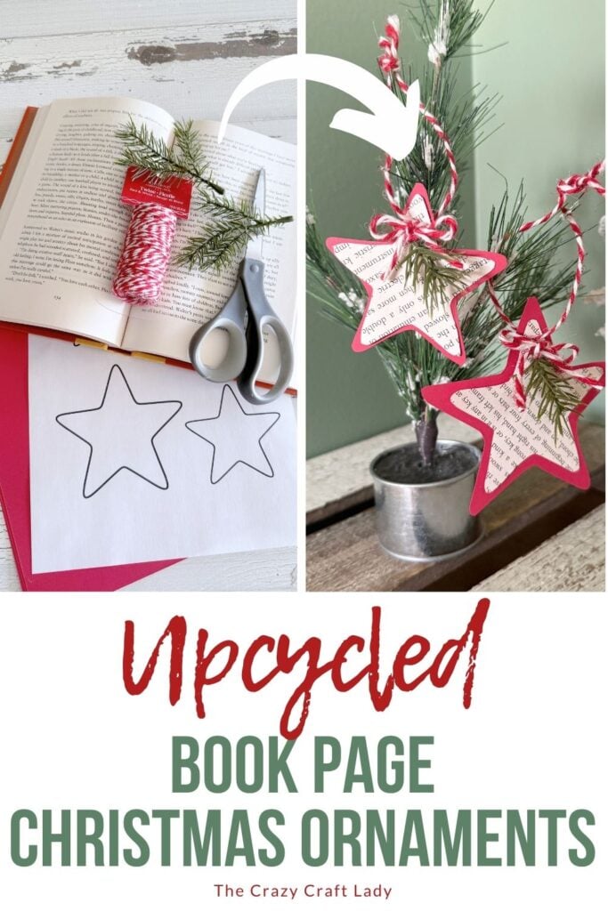 upcycled book page Christmas ornaments