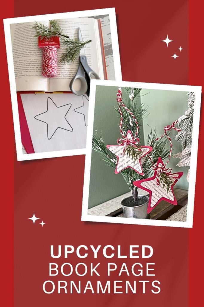 upcycled book page star ornaments