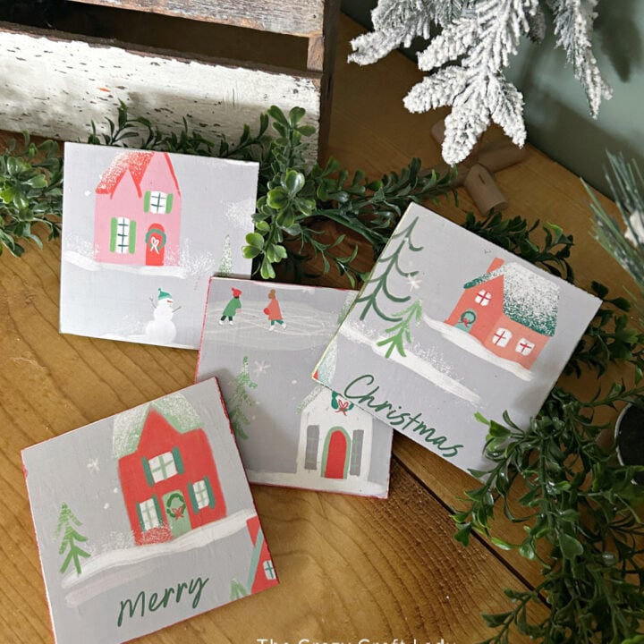 Calendar Page Decoupage Christmas Coasters