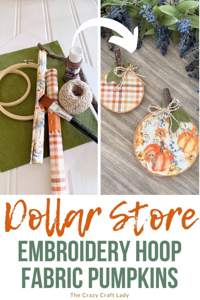 Dollar Store Embroidery Hoop Fabric Pumpkins