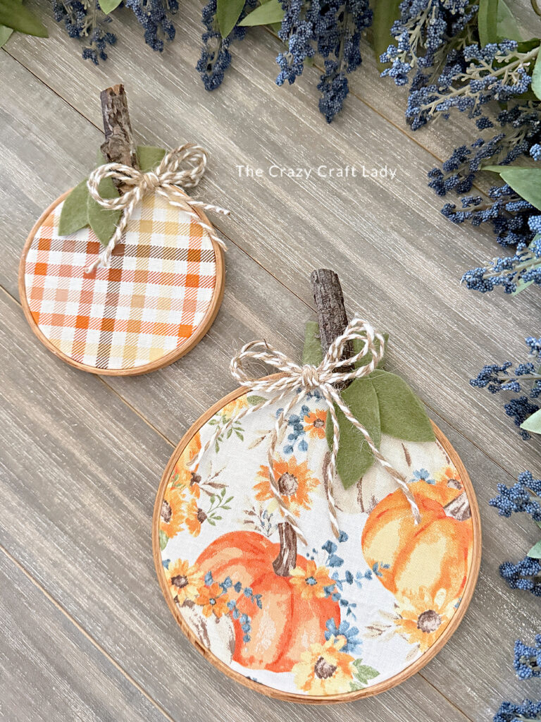 Dollar Store Fabric Embroidery Hoop Pumpkin Craft