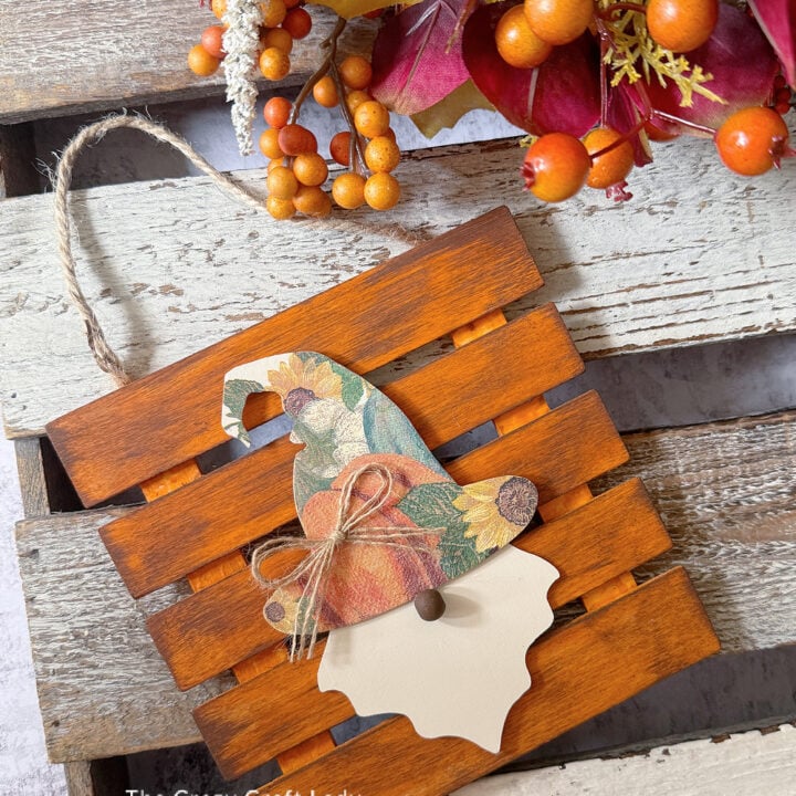 Dollar Store Fall Gnome Wood Slat Sign