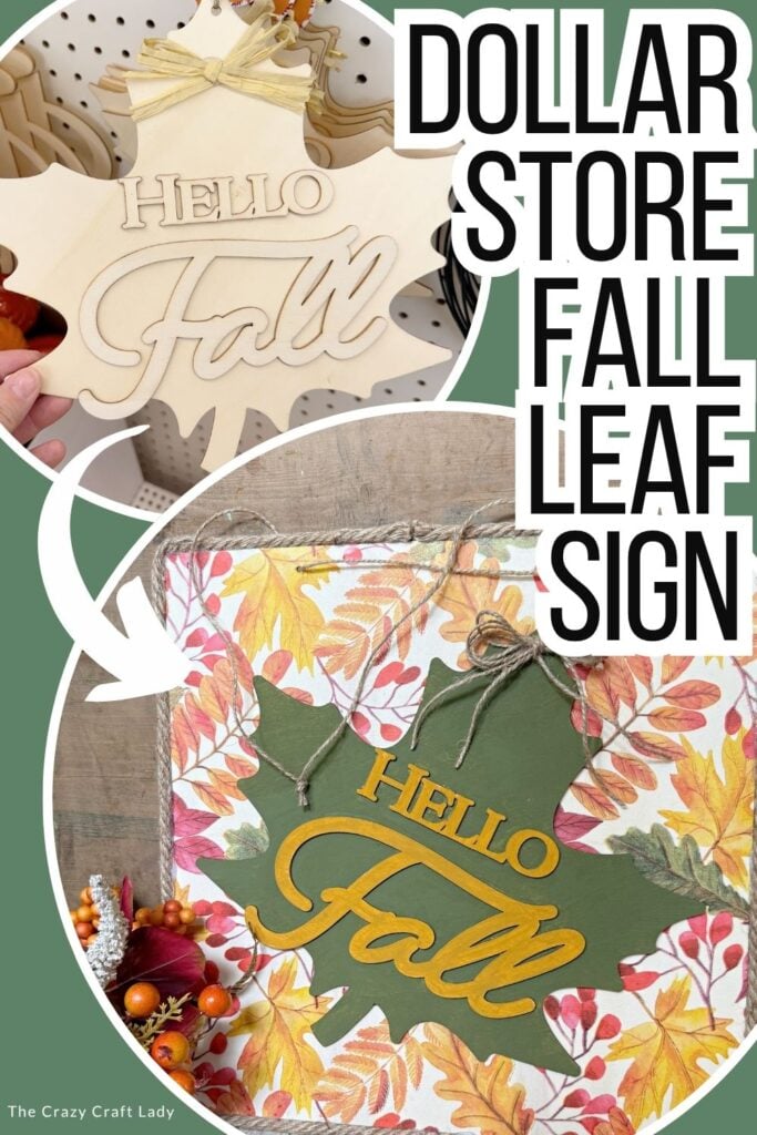 Dollar Store Fall Leaf Sign