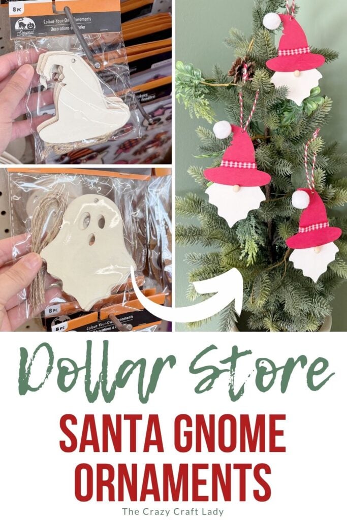 Dollar Store Santa Gnome Ornaments
