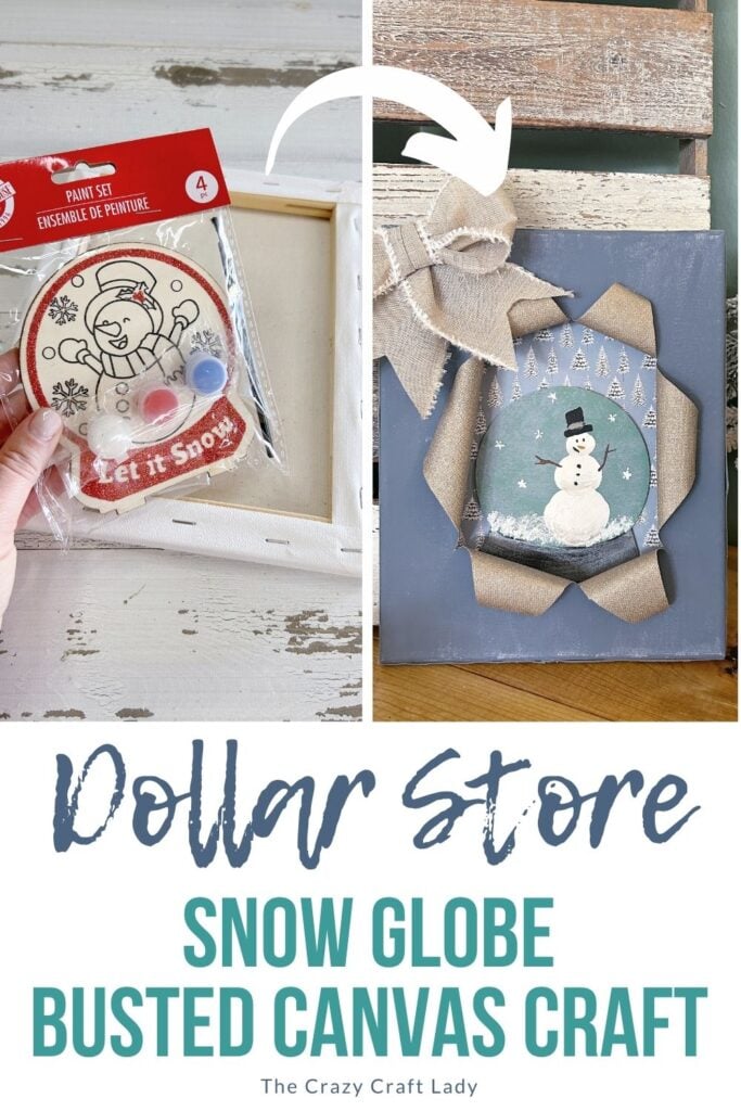 Dollar Store Snow Globe Busted Canvas Craft
