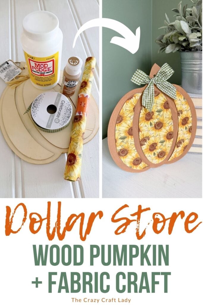 Dollar Store Wood Pumpkin Fabric Craft