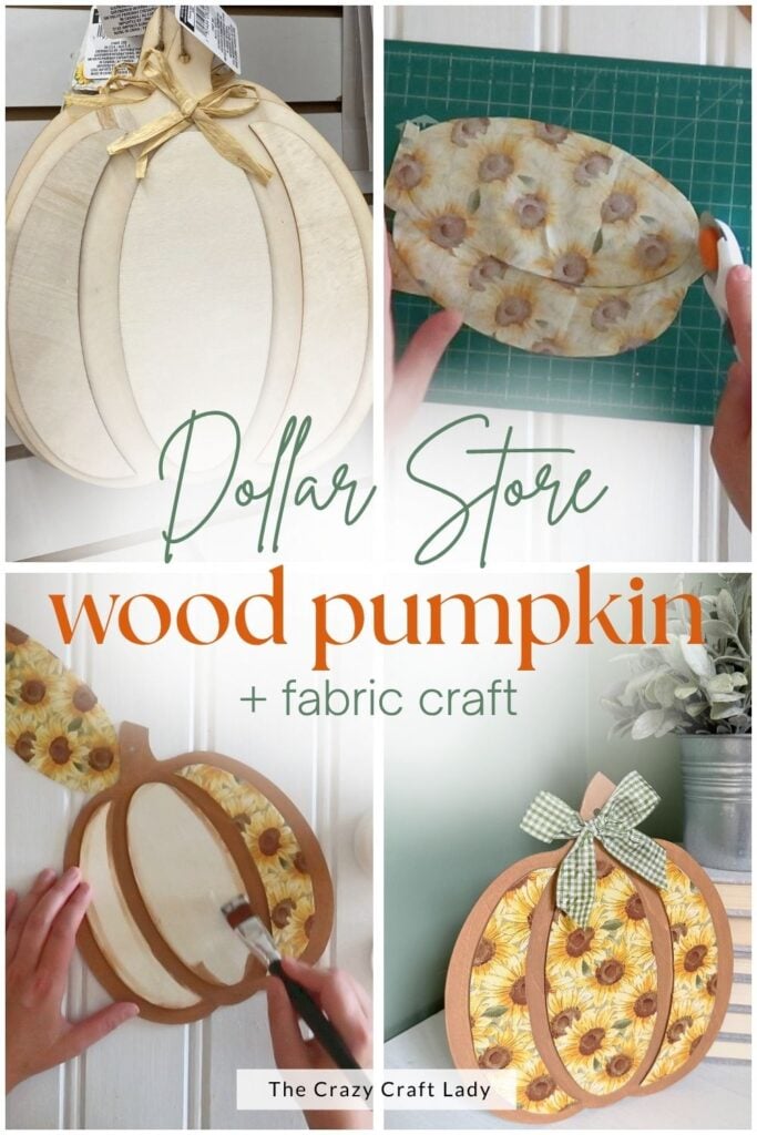 Dollar Store Wood Pumpkin and Fabric Craft