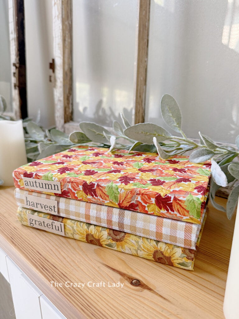 Fall Fabric Covered Book Stack Craft