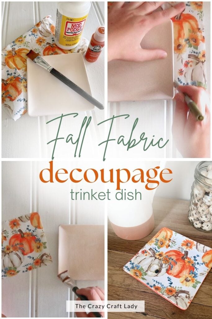 Fall Fabric Decoupage Trinket Dish