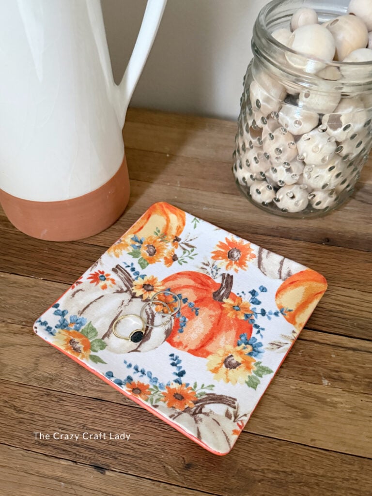 Fall Fabric Decoupage Trinket Dish Craft