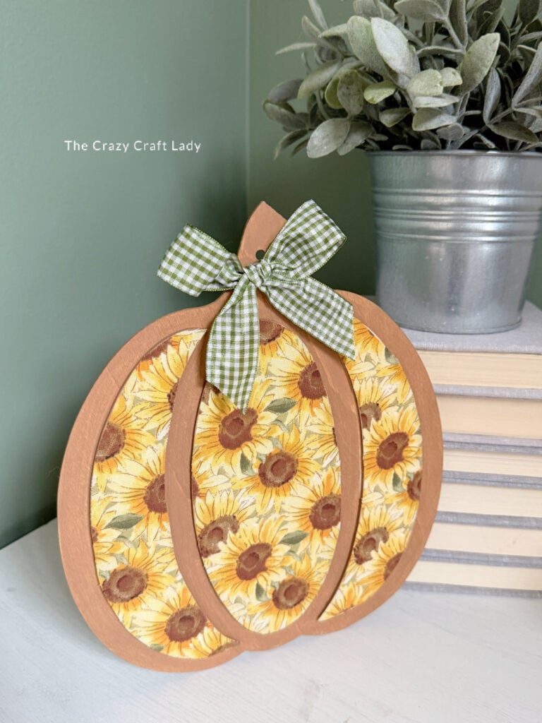 Fall Fabric Decoupage Wood Pumpkin Cutout