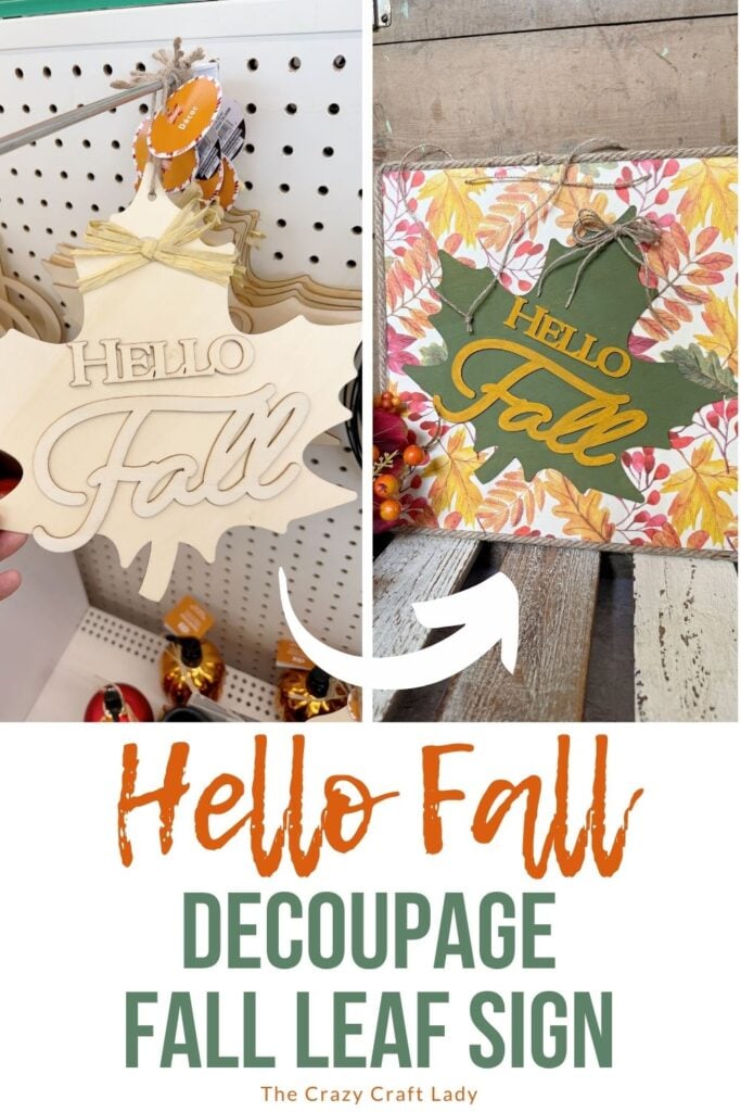 Hello Fall Decoupage Fall Leaf Sign