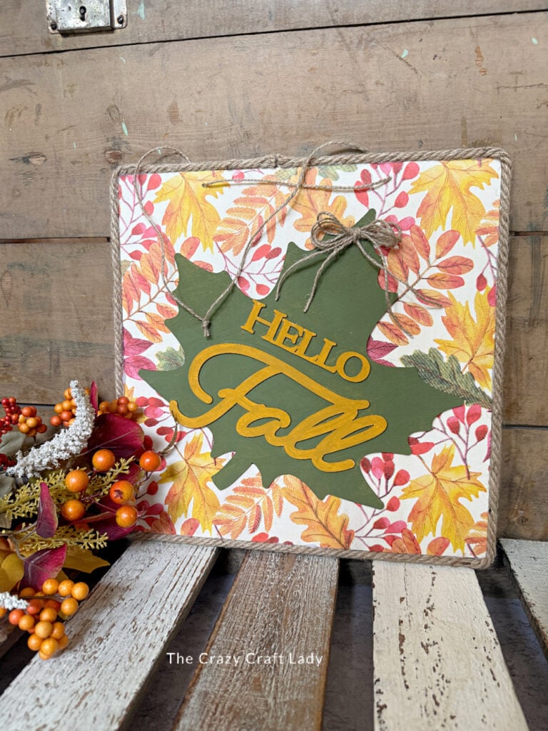 Hello Fall Leaf Sign - Dollar Store Craft